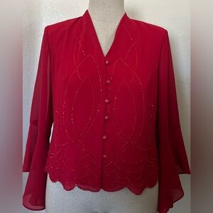 Chic Red Button-Up Blouse